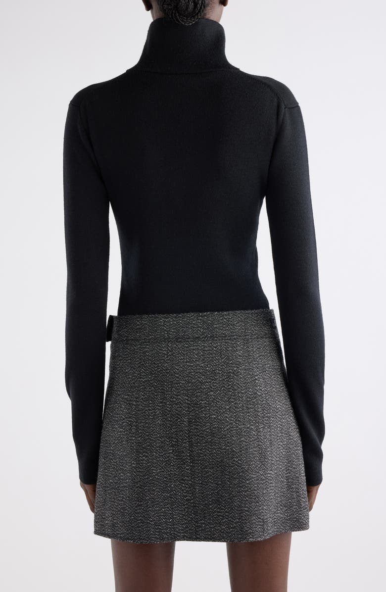 Courrèges Merino Wool Mock Neck Half Zip Sweater, Alternate, color, Black