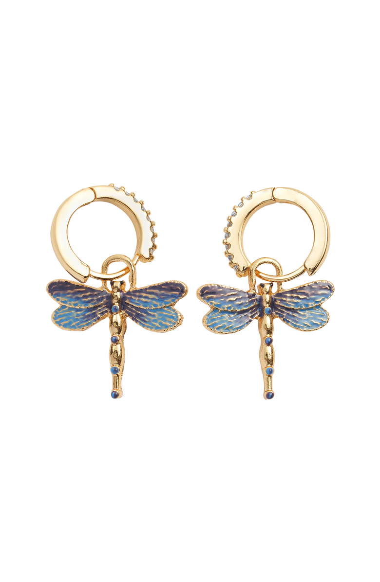 Fable England Dragonfly Crystal Earrings, Alternate, color, Blue & Gold