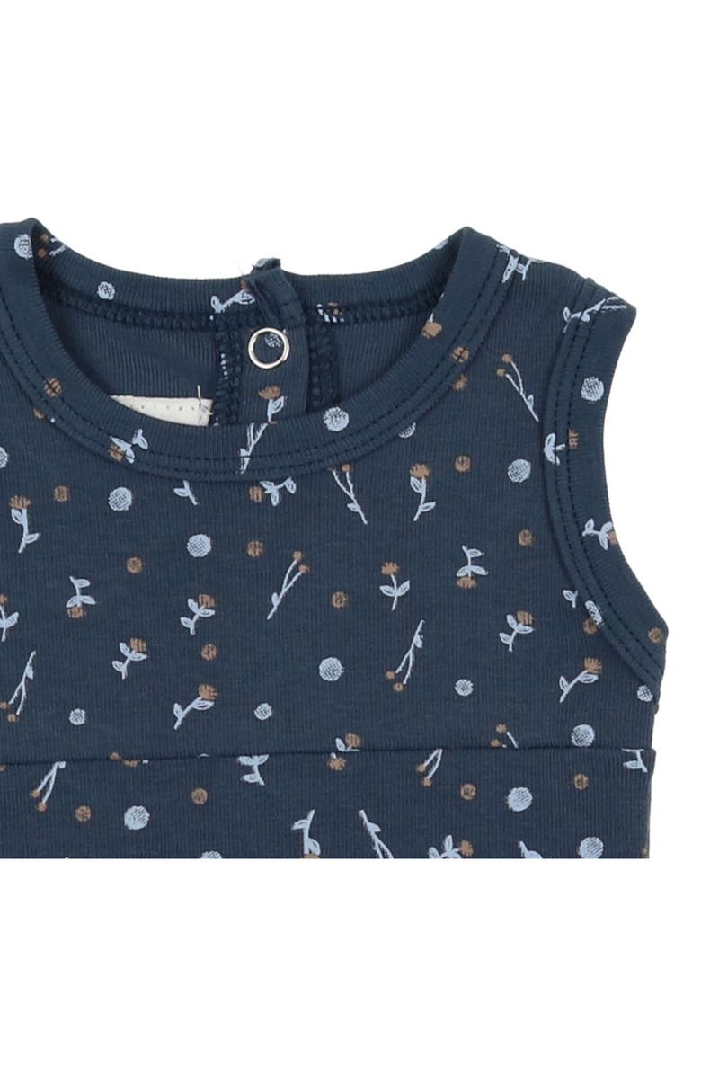 Manière Floral Print Cotton Knit Romper, Alternate, color, Blue
