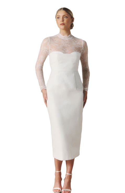 Lace Sleeve Cup Detail Midi Dress