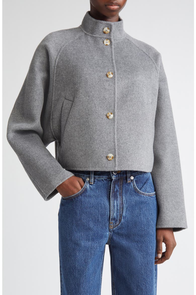 Nyma Wool & Cashmere Felt Crop Jacket, Main, color, GREY MELANGE