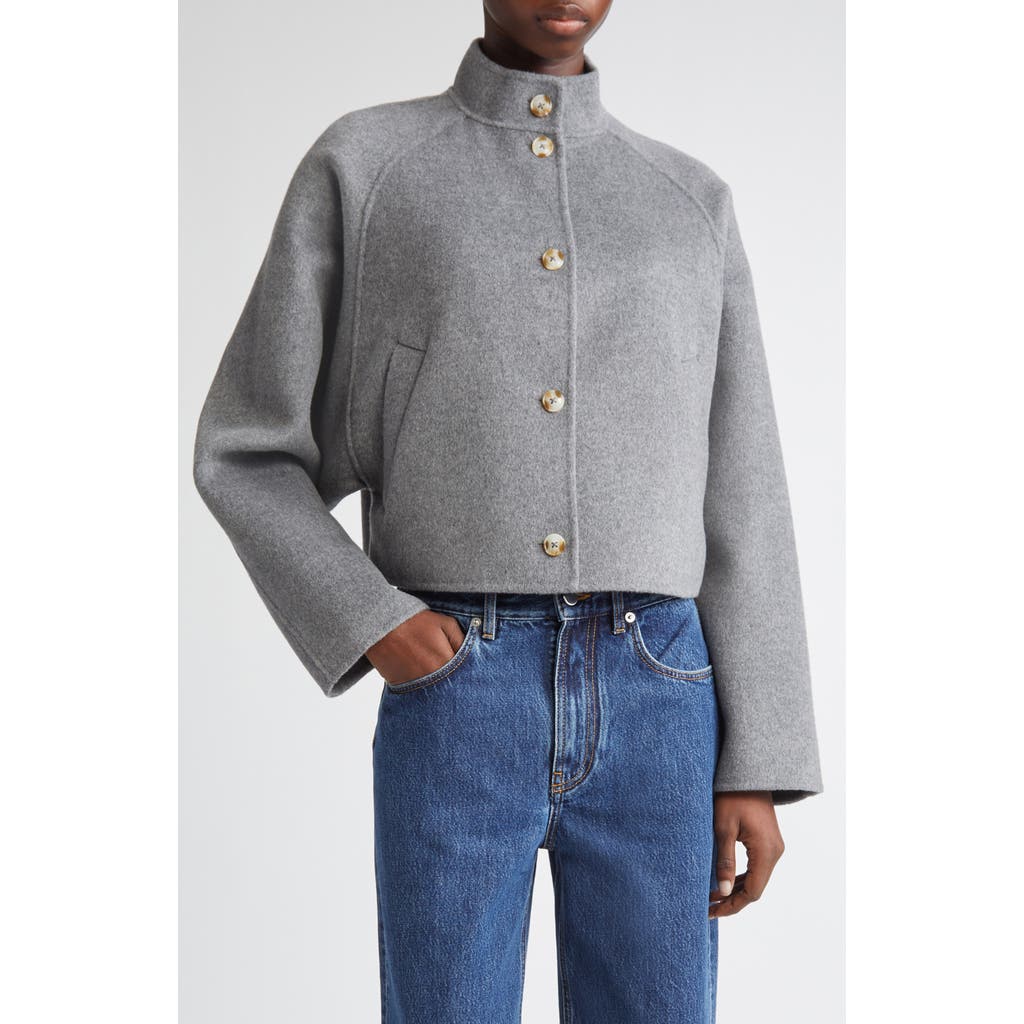 Loulou De Saison High-neck Button-fastening Jacket In Gray
