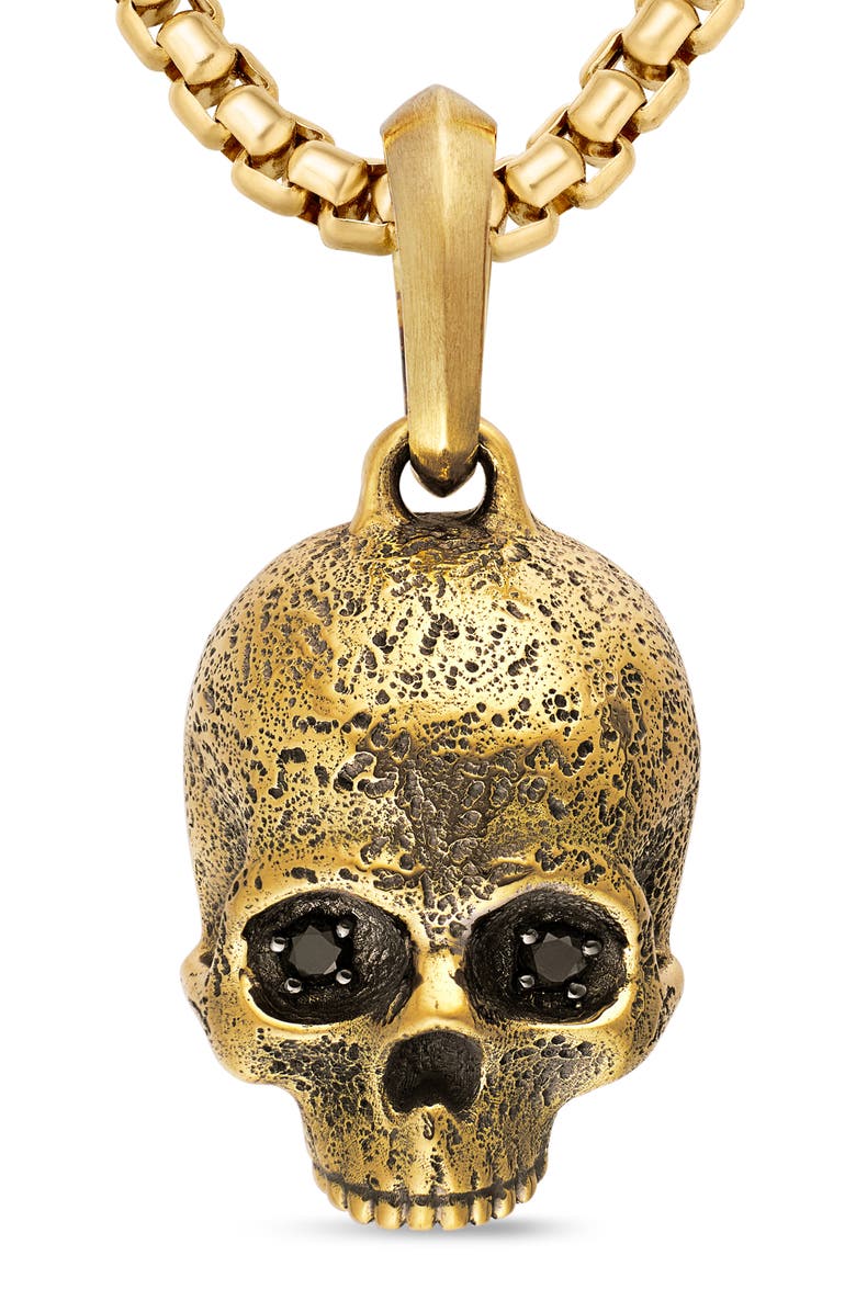 David Yurman Memento Mori Skull Amulet 18K Yellow Gold with Black Diamonds, Alternate, color, Yellow Gold