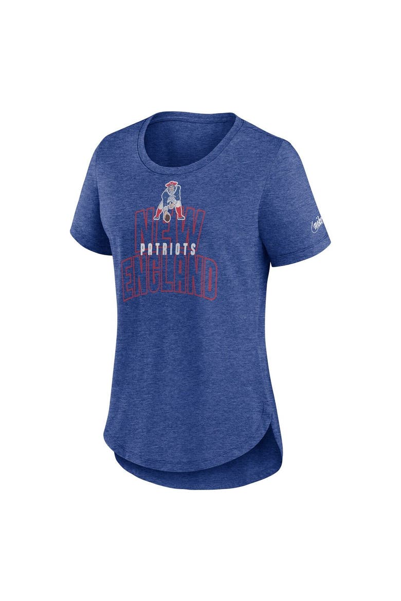 Women's Nike Heather Royal New England Patriots Fashion Tri-Blend T-Shirt, Alternate, color, Heather Royal