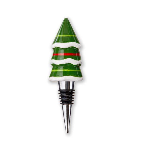 Cheerful Tree Ceramic Bottle Stopper for Christmas Multicolor