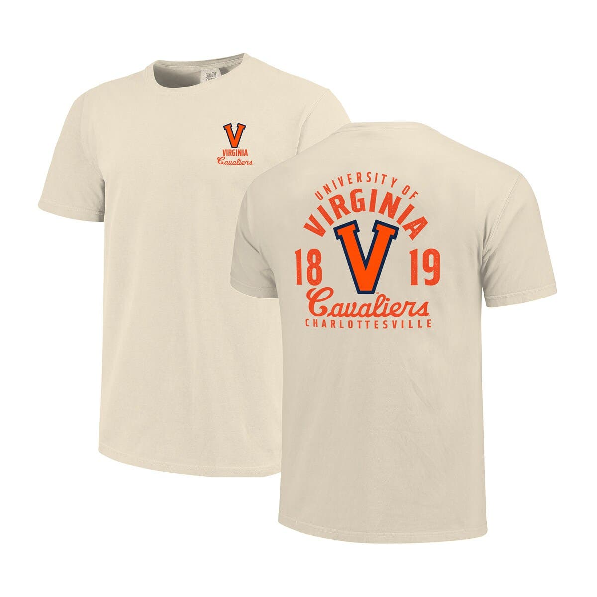Image One Cream Virginia Cavaliers Comfort Colors Mascot Overlay T-shirt