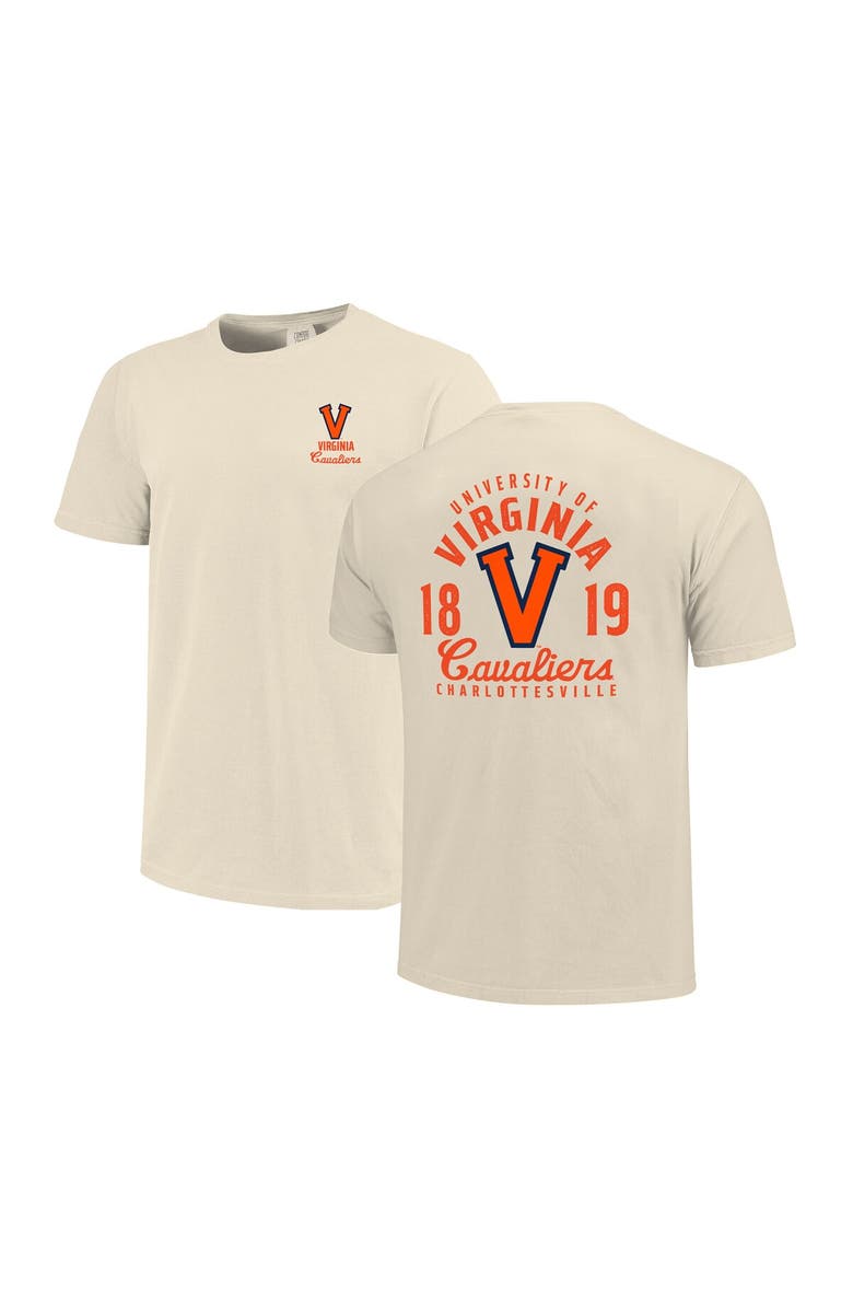 IMAGE ONE Men's Cream Virginia Cavaliers Comfort Colors Mascot Overlay T-Shirt, Main, color, 