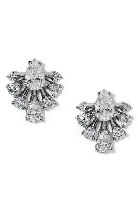 Hera Fan Cubic Zirconia Stud Earrings