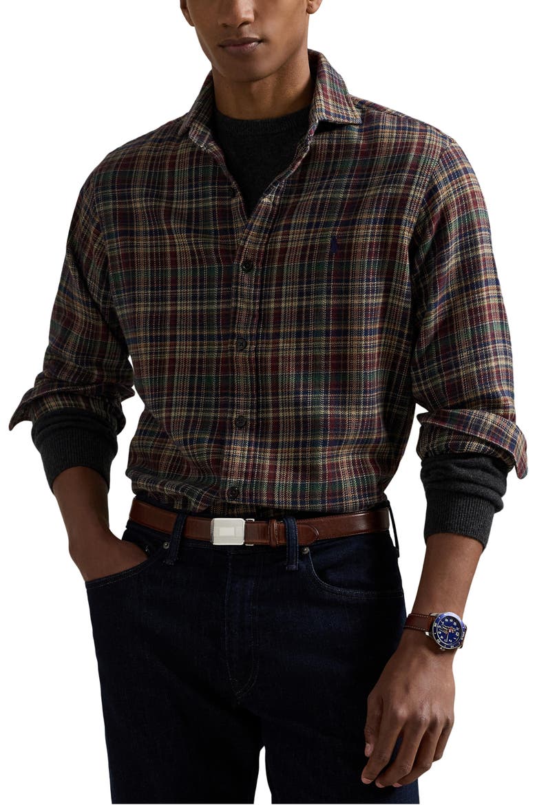 Brushed Flannel Button-Up Shirt, Main, color, MULTI RED