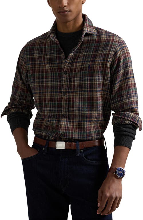 Polo Ralph Lauren Brushed Flannel Button-up Shirt In Brown