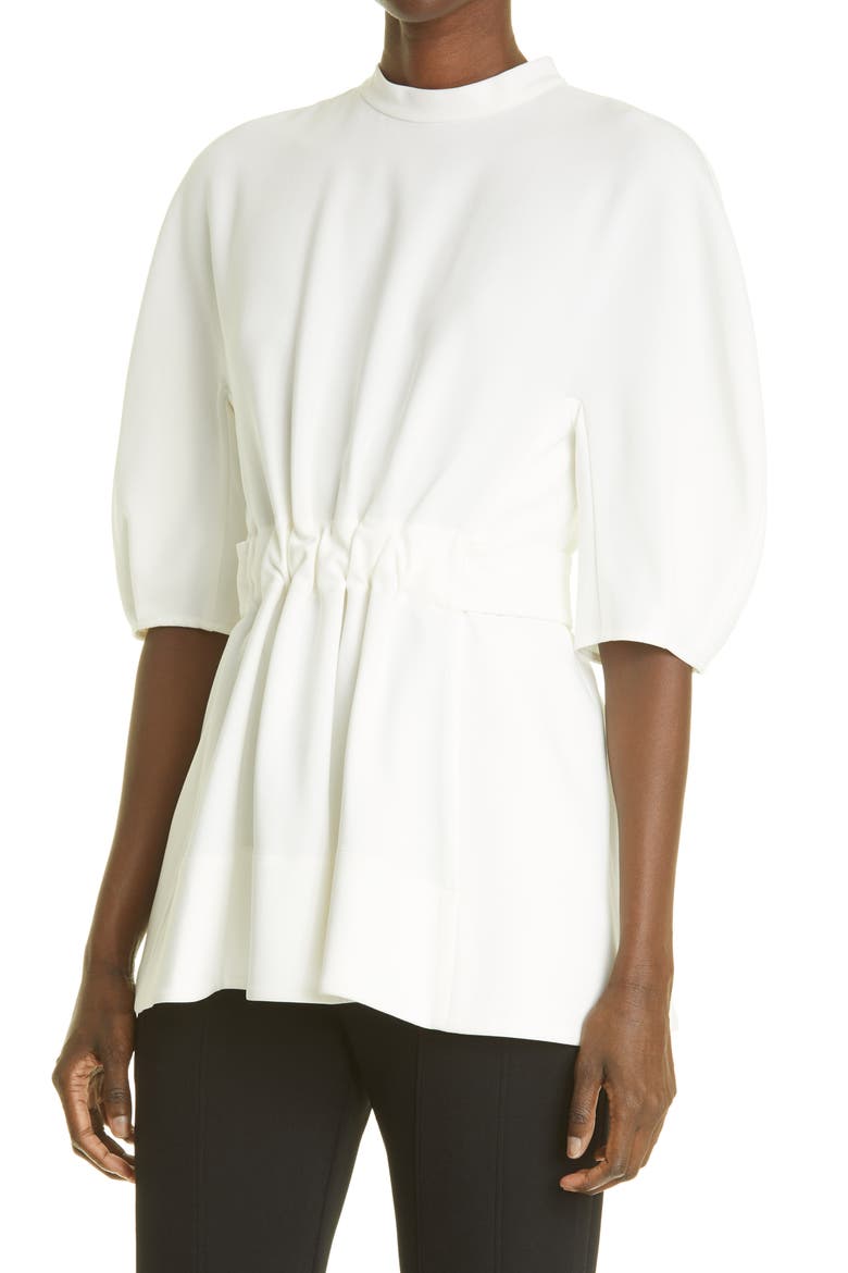 Peplum Crepe Top, Alternate, color, OFF WHITE
