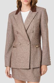 French Connection Naya Herringbone Contrast Blazer
