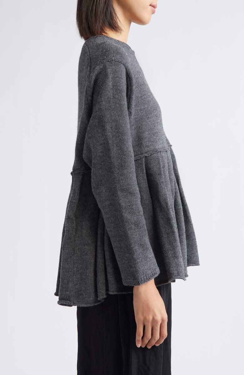 Comme des Garçons Comme des Garçons Wool Jersey Peplum Sweater, Alternate, color, Charcoal