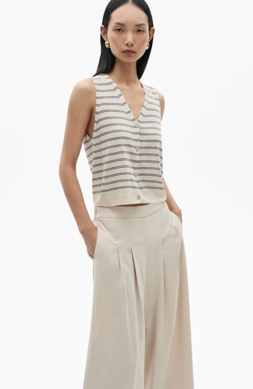 Shop Mango Stripe Sweater Vest In Ecru