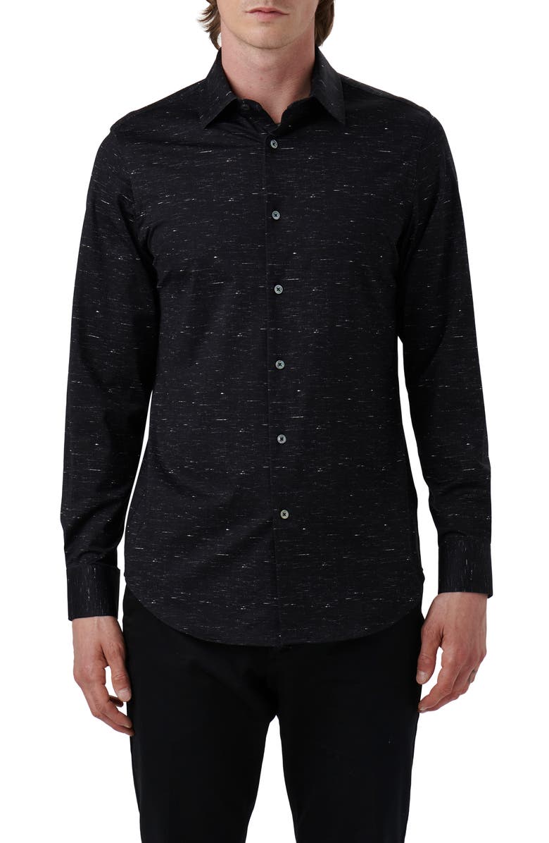 Bugatchi James OoohCotton<sup>®</sup> Mélange Print Button-Up Shirt, Main, color, 