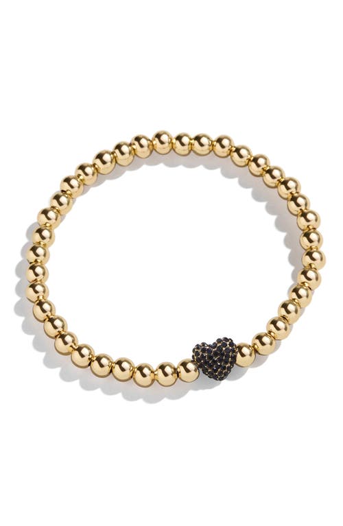 BaubleBar Pisa Pavé Heart Beaded Stretch Bracelet in Black 