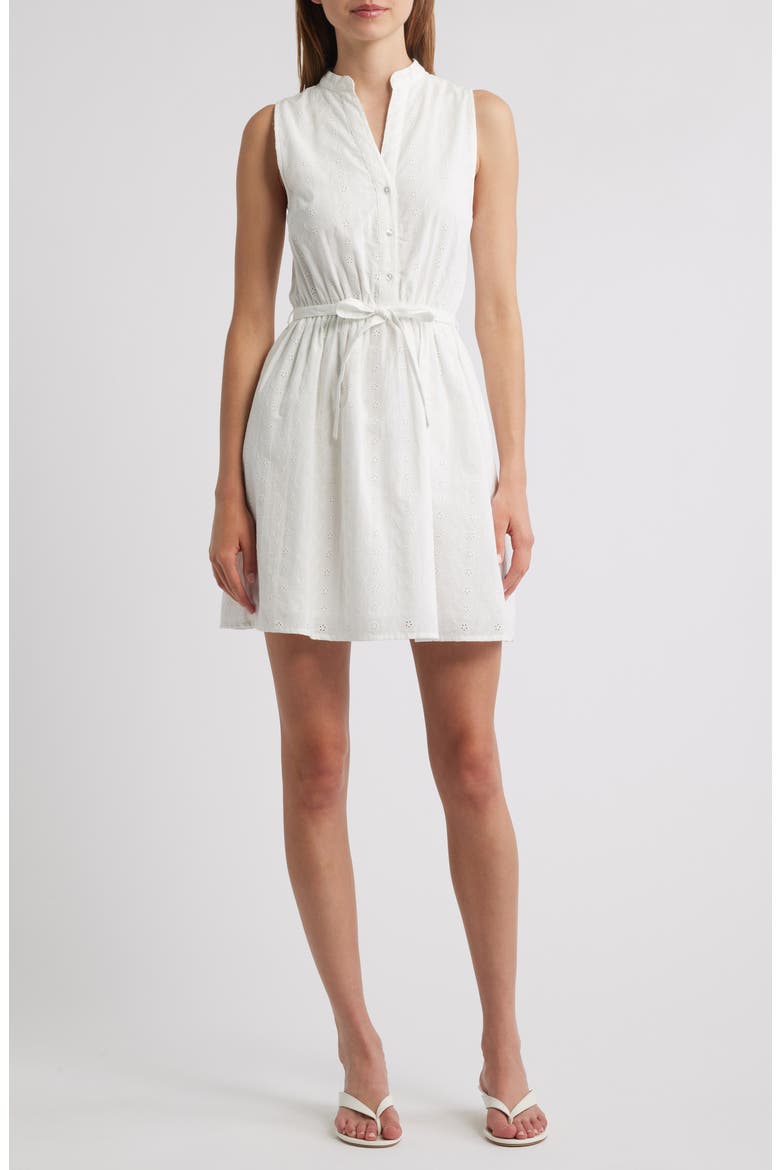 Broderie Mini Shirtdress, Main, color, WHITE