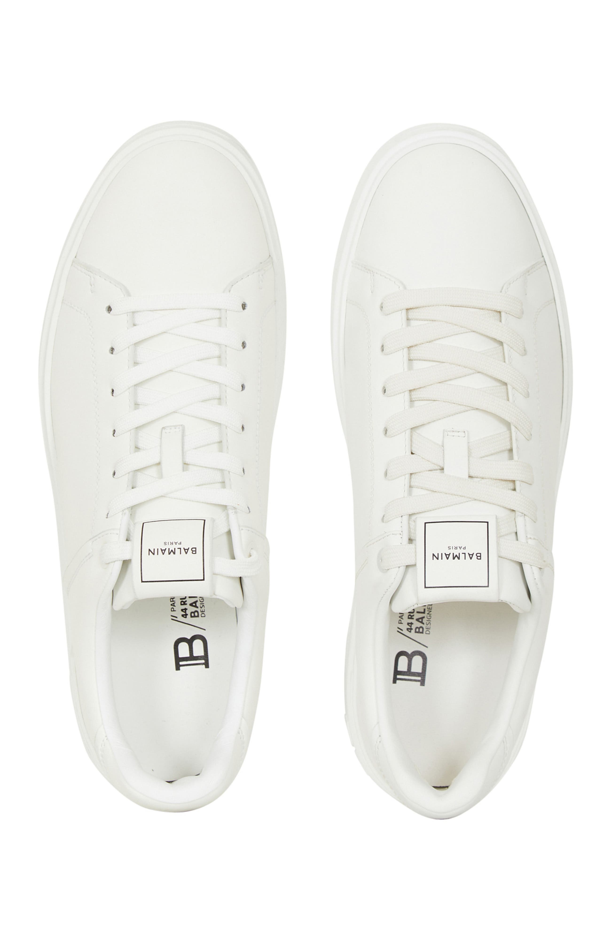 Balmain B-Court Calfksin Trainers, Alternate, color, White