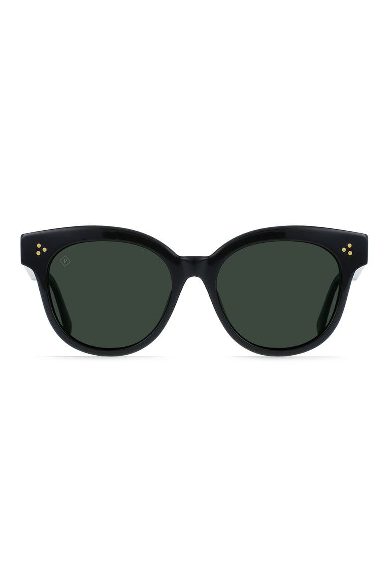 Nikol 52mm Polarized Round Sunglasses, Main, color, CRYSTAL BLACK / GREEN POLAR
