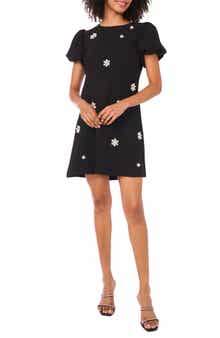 CeCe Embellished Puff Sleeve Sheath Dress