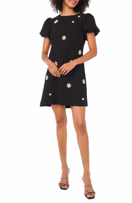 CeCe Embellished Puff Sleeve Sheath Dress