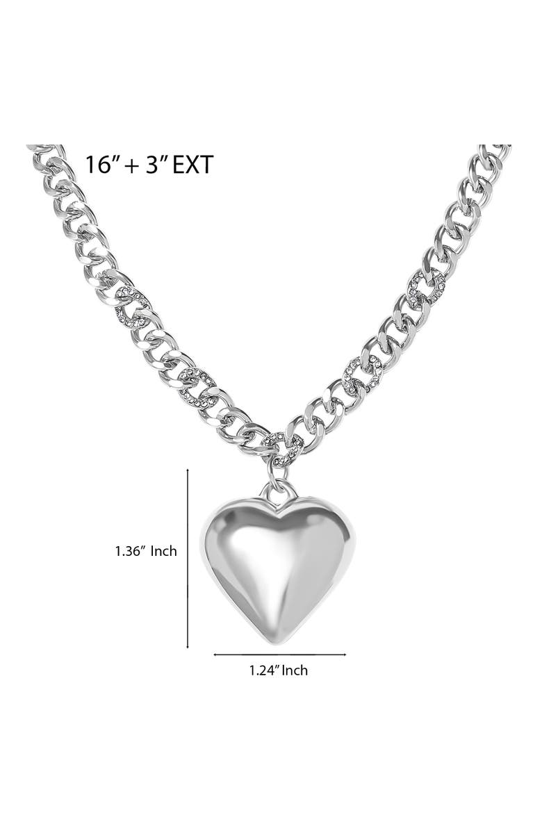 Jessica Simpson Silver-Tone Chunky Heart Pendant Chain Necklace, Alternate, color, 