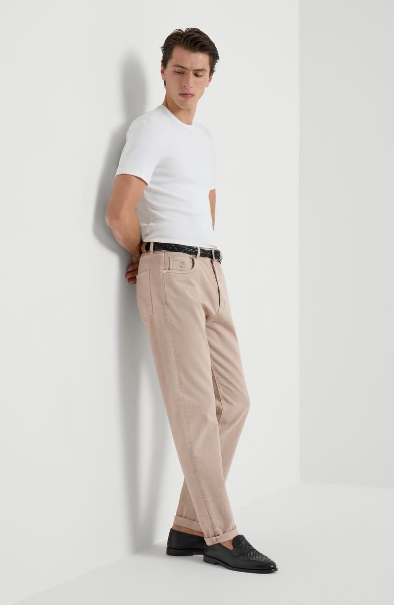 Brunello Cucinelli Garment-dyed denim trousers, Alternate, color, Light Brown