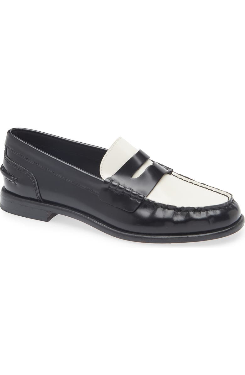 rag & bone Carter Penny Loafer, Main, color, Black/ White