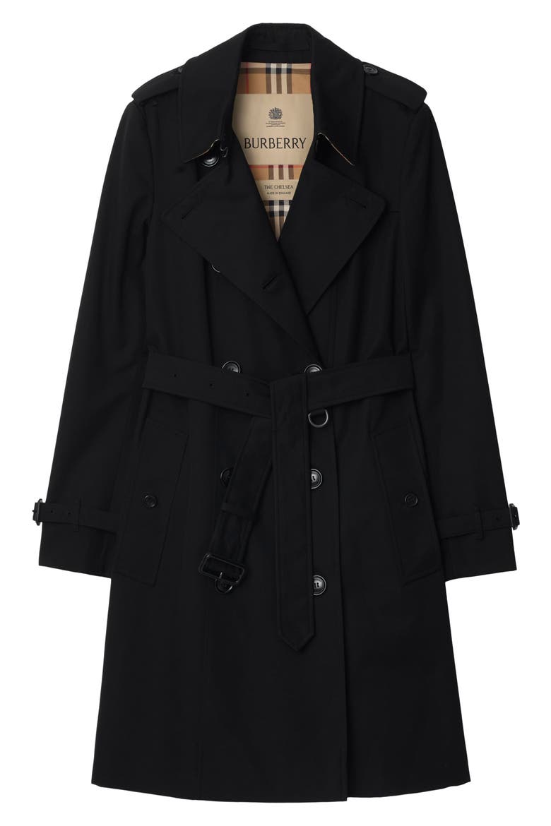 Chelsea Heritage Cotton Trench Coat, Alternate, color, BLACK