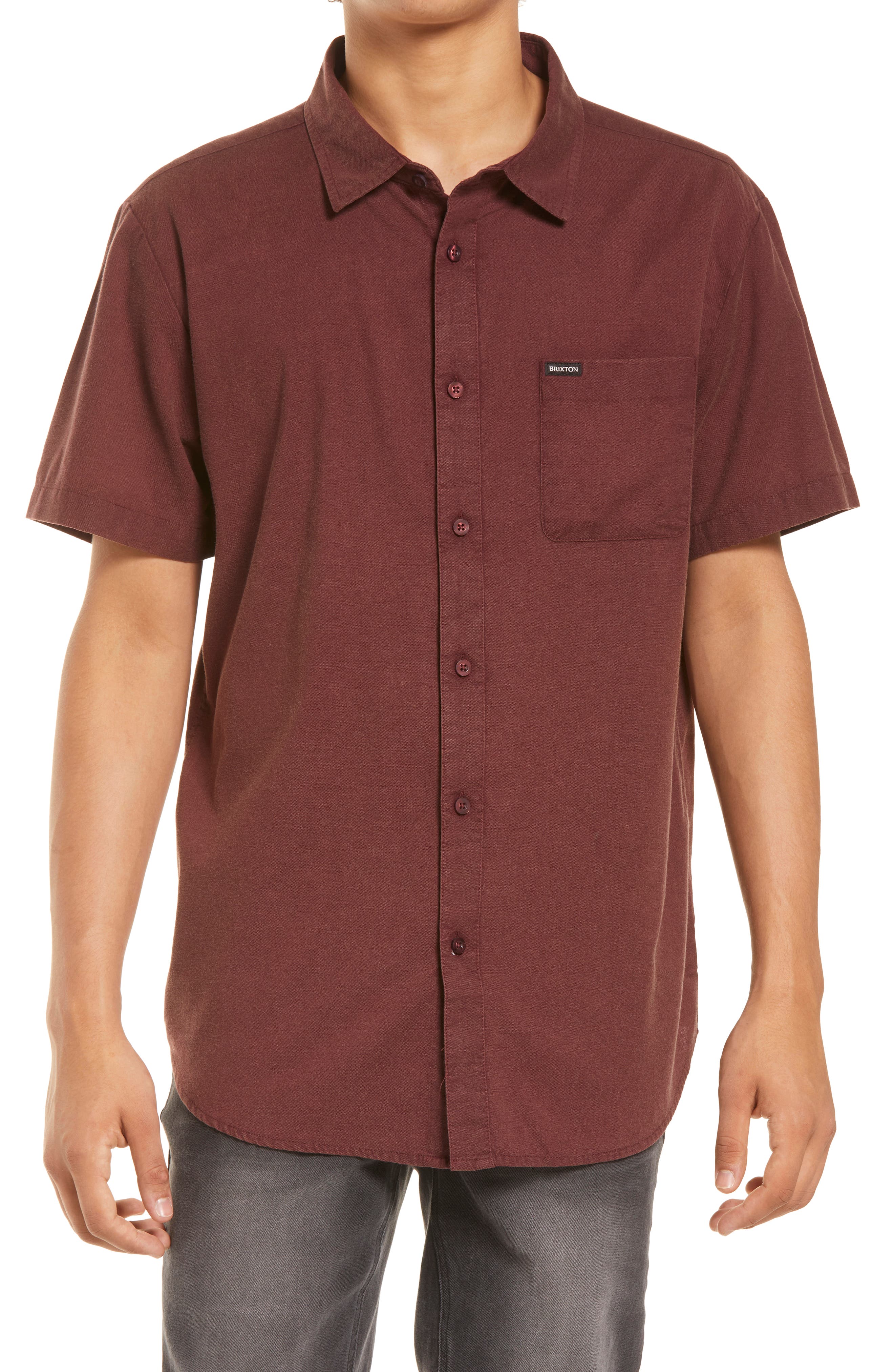 Brixton Charter Oxford Woven Short Sleeve Button-Up Shirt (Men ...