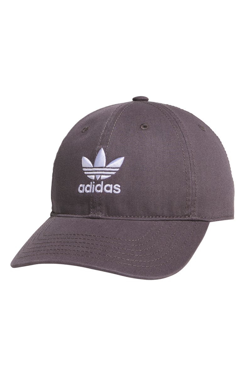 adidas Originals Relaxed Cotton Baseball Cap, Main, color, Grey Strata/ White