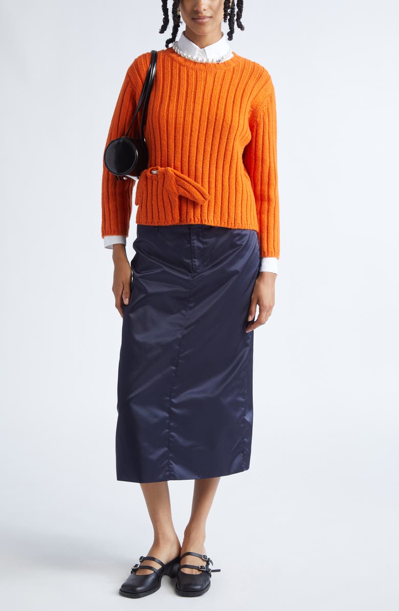 Sandy Liang Ravenna Satin Skirt, Alternate, color, Navy