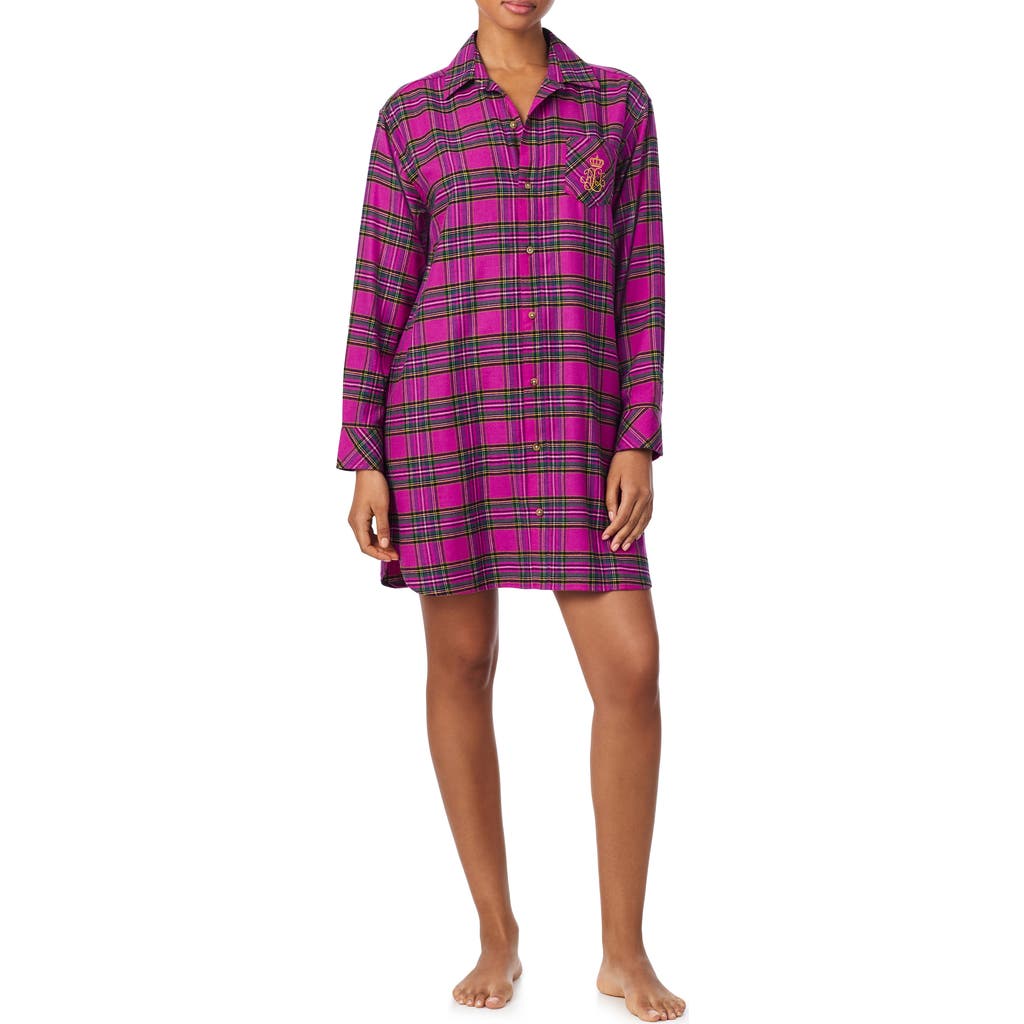 Ralph Lauren Lauren Plaid Print Sleepshirt In Multi