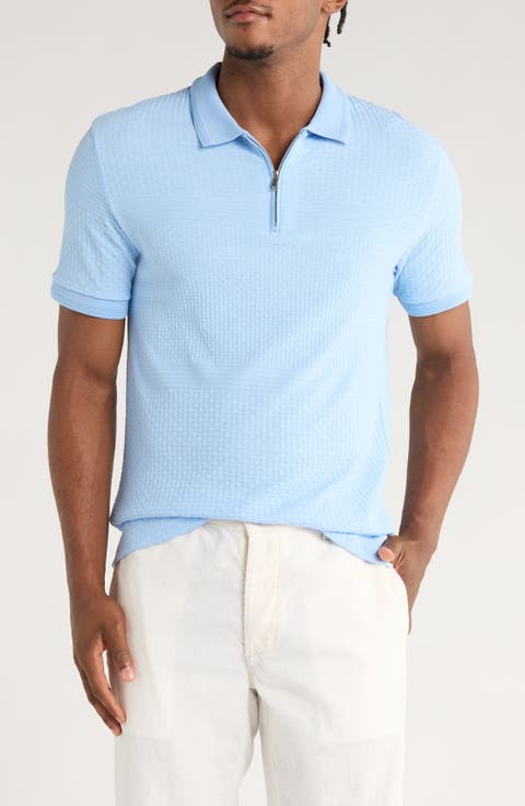Tipped & Textured Half Zip Polo