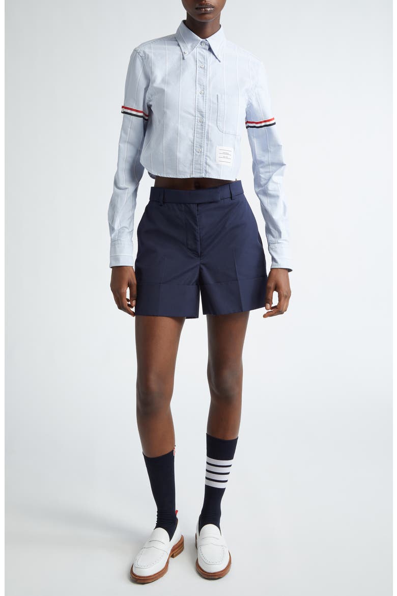 Fit 2 Sack Cuff Hem Wool & Cashmere Shorts, Alternate, color, NAVY