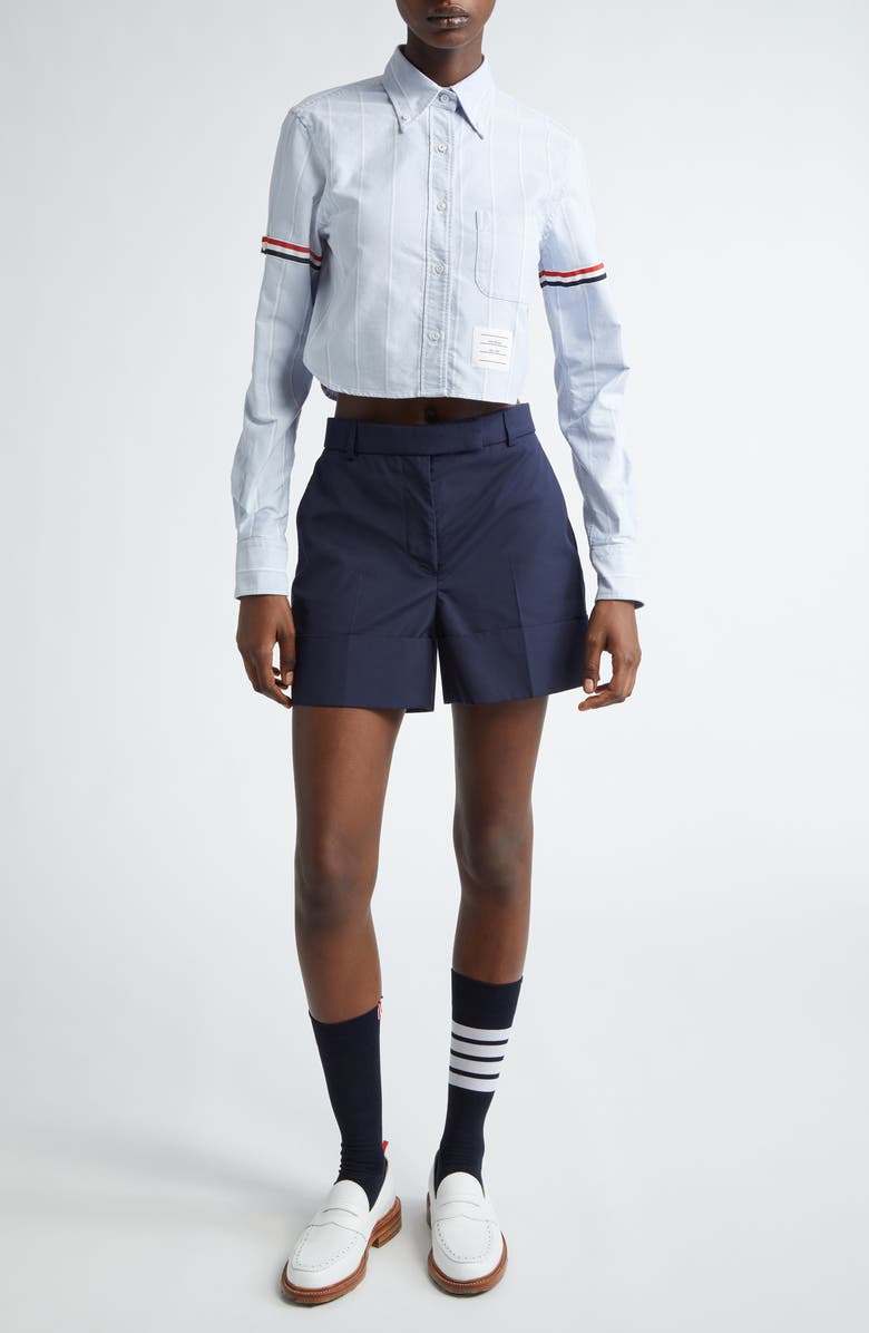 Thom Browne Fit 2 Sack Cuff Hem Wool & Cashmere Shorts, Alternate, color, Navy