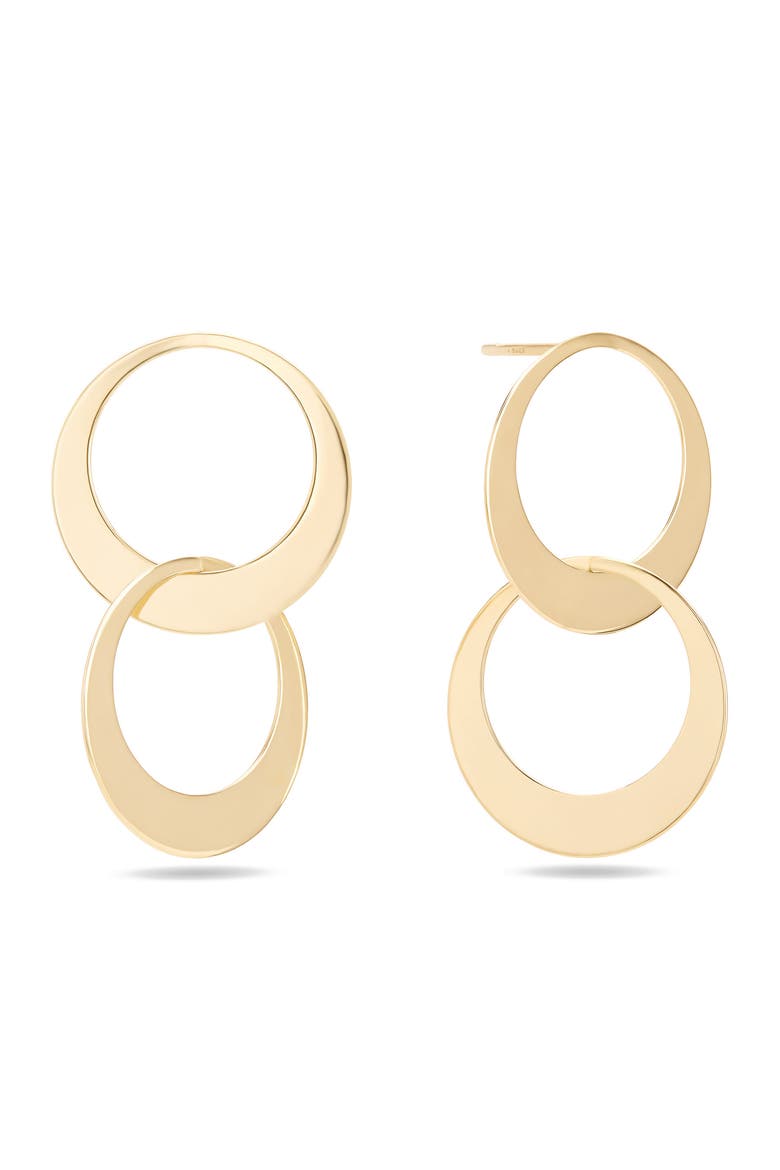 14K Gold Double Interlocking Hoop Earrings, Main, color, YELLOW