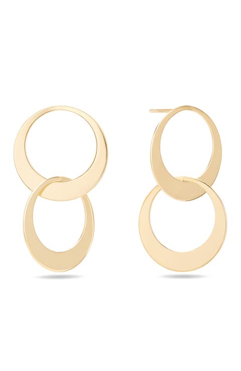 14K Gold Double Interlocking Hoop Earrings