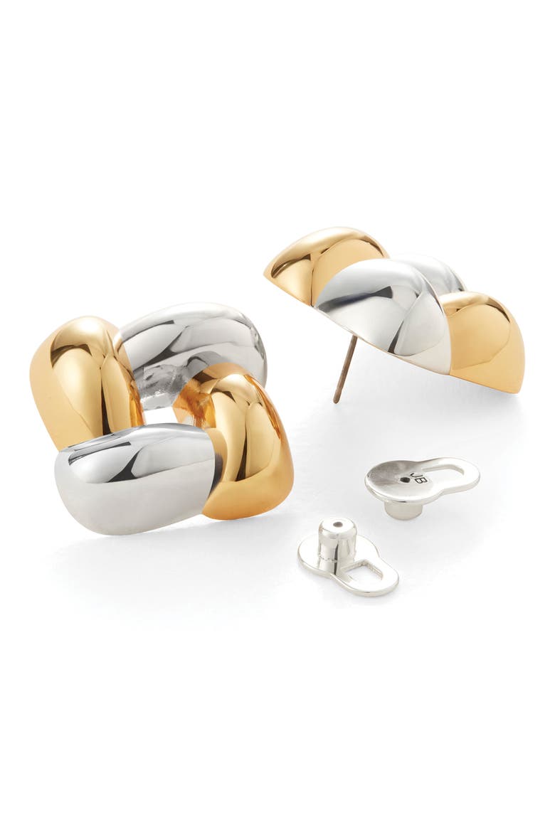 Medium Woven Square Earrings, Alternate, color, TWO-TONE