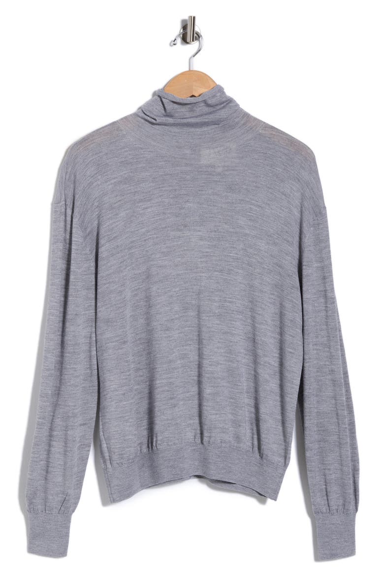 Easy Wool & Silk Turtleneck Sweater, Main, color, MEDIUM HEATHER GREY
