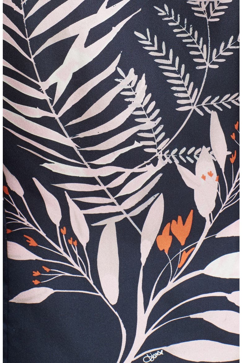 'Chrystie' Print Silk Top, Alternate, color, LEAF PLACEMENT INDIGO
