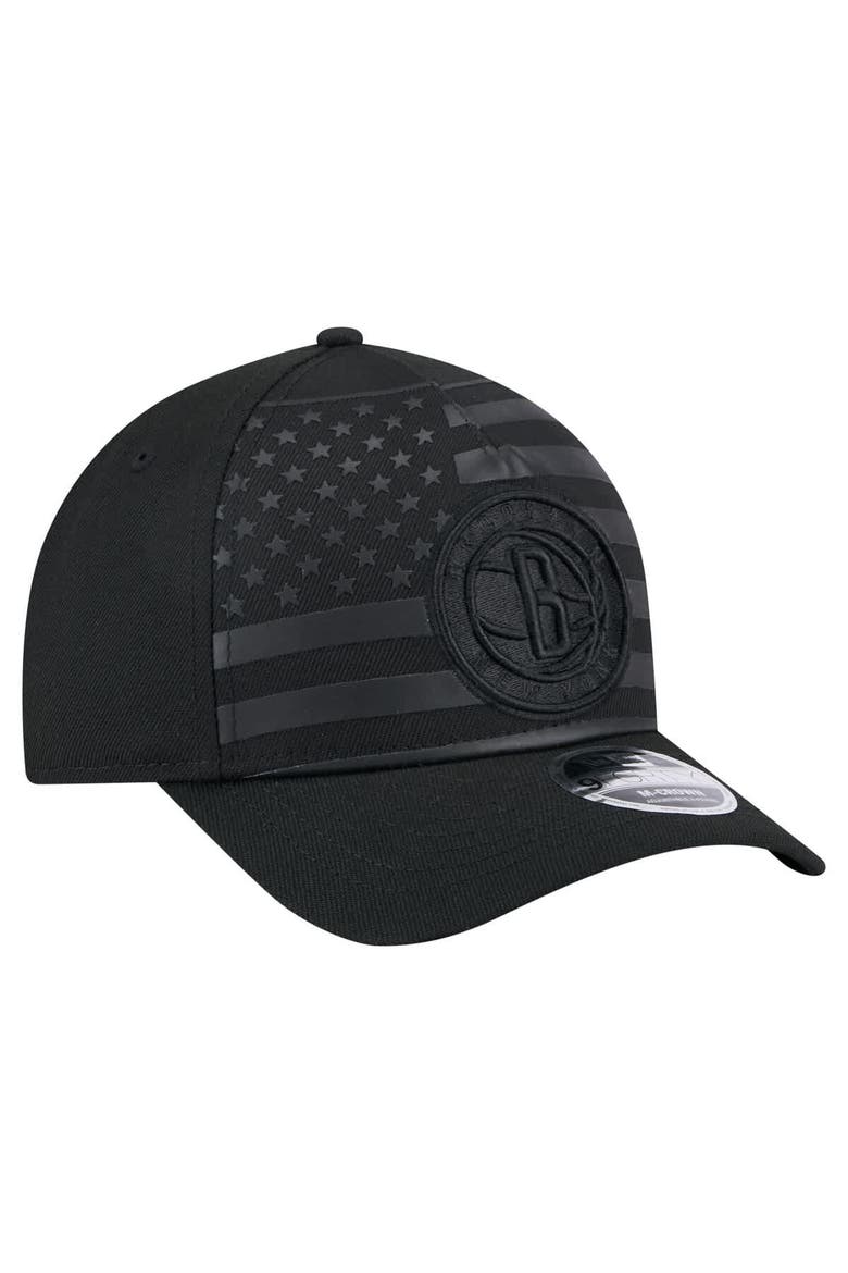 Men's New Era  Black Brooklyn Nets Game Day Flag A-Frame 9FORTY Adjustable Hat, Alternate, color, Black
