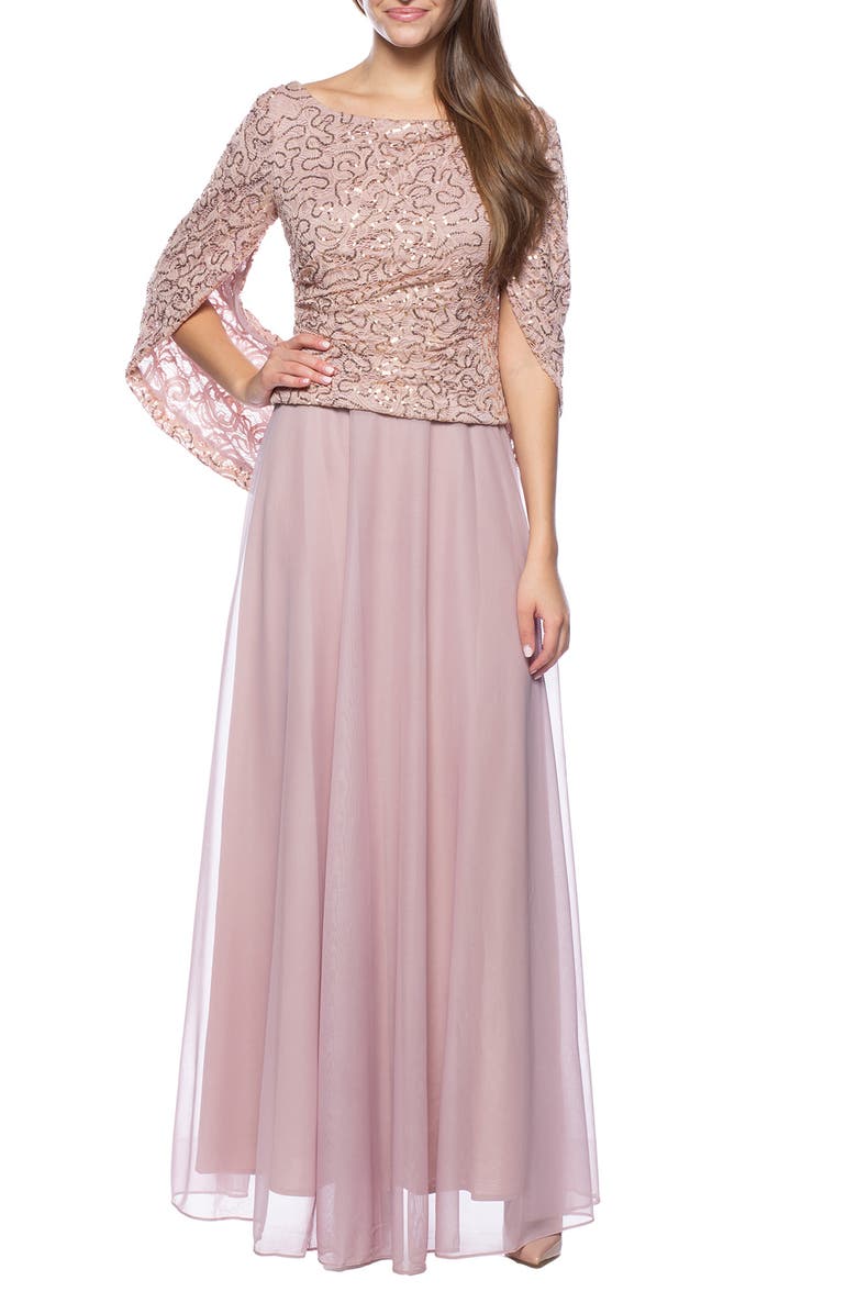 Marina Lace Capelet Gown, Main, color, 