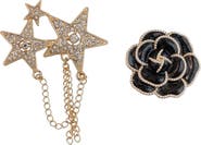 Panacea Set of 2 Star and Flower Brooches