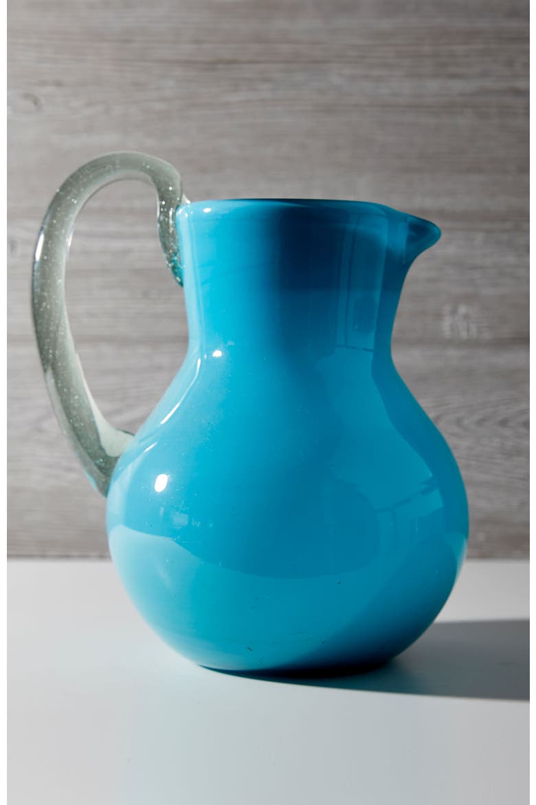 Handblown Glass Pitcher, Alternate, color, Aqua