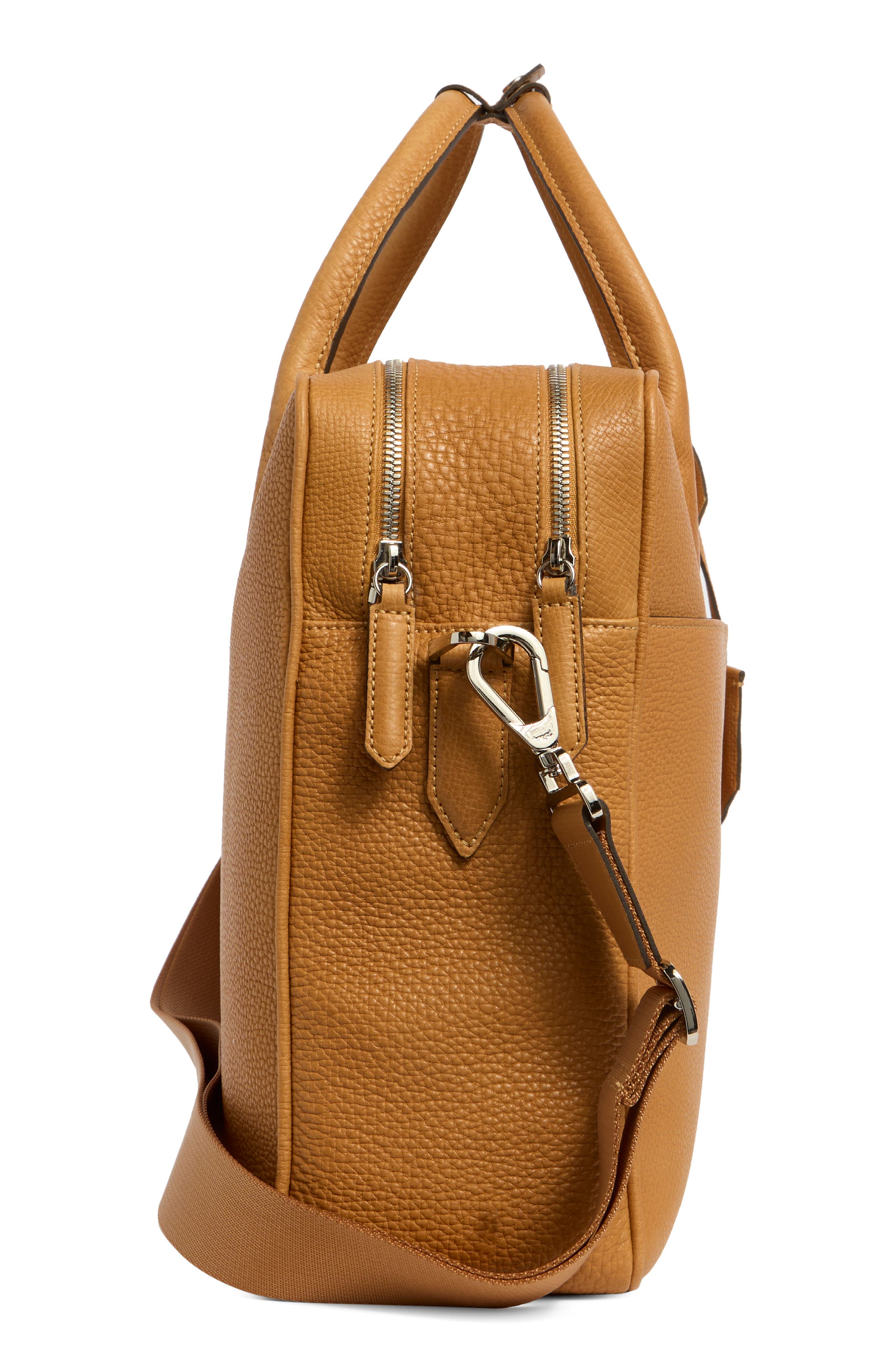 Longchamp Large Leather Briefcase, Alternate, color, Natural