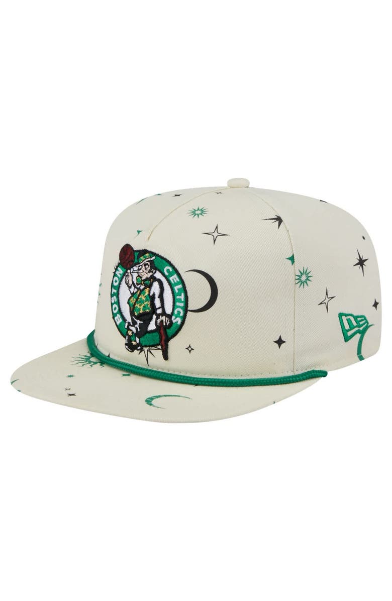 New Era Men's New Era Cream Boston Celtics Lunar Golfer Snapback Hat, Main, color, Cream