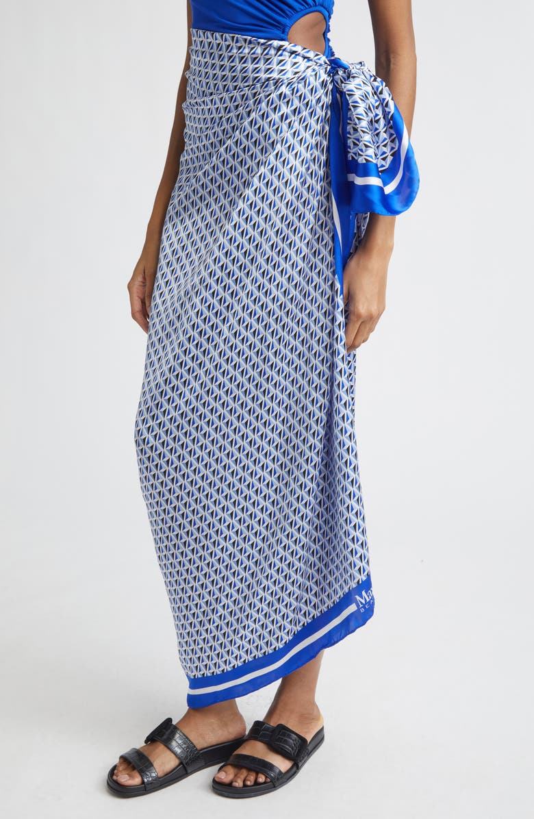 Max Mara Beach Foam Geo Print Silk Scarf, Alternate, color, Navy