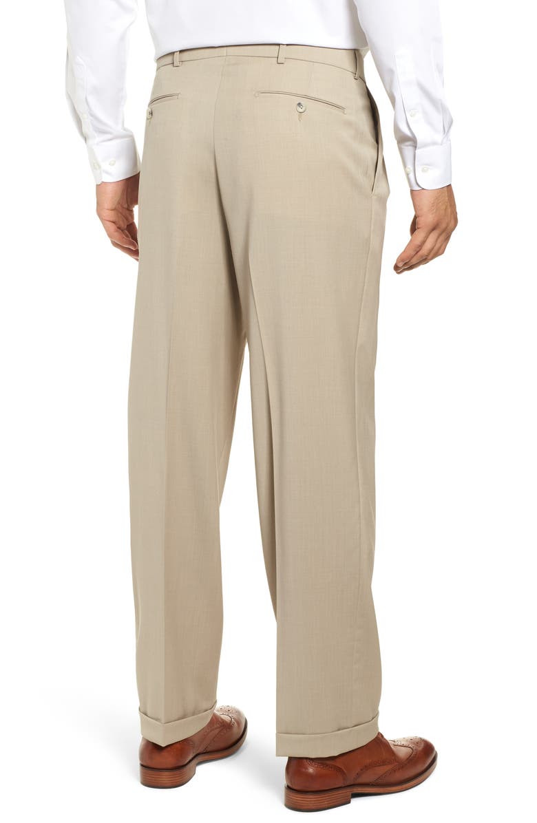 Ballin Classic Fit Pleated Solid Wool Dress Pants, Alternate, color, 
