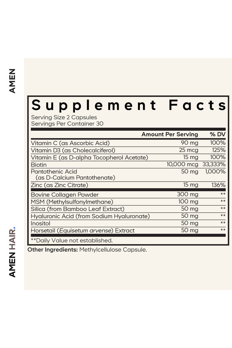 Hair Vitamins, 10,000 mcg Biotin, Collagen Supplement, Alternate, color, White